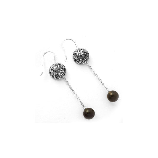 Natural Smoky Quartz Ball - Brazil Earrings E-1025 SDE64993