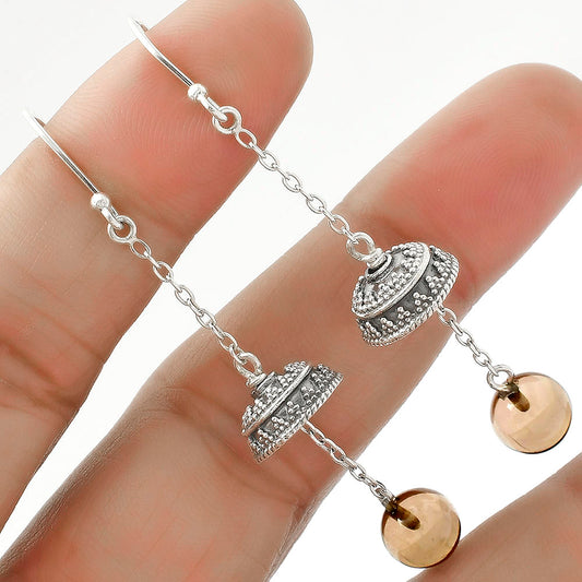 Natural Smoky Quartz Ball - Brazil Earrings E-1025 SDE64994