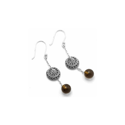 Natural Smoky Quartz Ball - Brazil Earrings E-1025 SDE64994