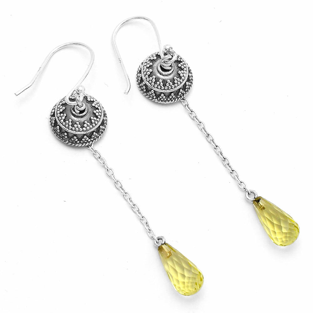 Natural Lemon Quartz Briolette Drop Earrings E-1025 SDE65001
