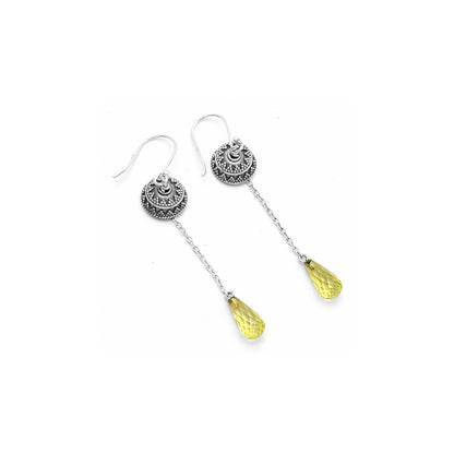 Natural Lemon Quartz Briolette Drop Earrings E-1025 SDE65001