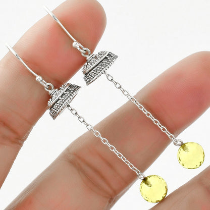 Natural Lemon Quartz Briolette Ball Earrings E-1025 SDE65004