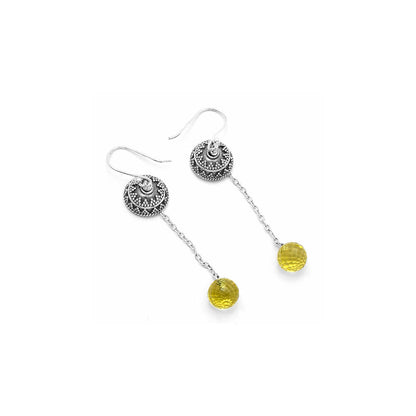 Natural Lemon Quartz Briolette Ball Earrings E-1025 SDE65004