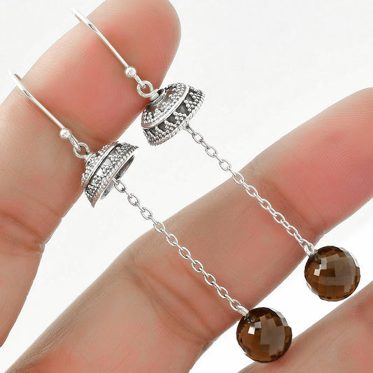 Smoky Quartz Briolette Ball - Brazil Earrings E-1025 SDE65010