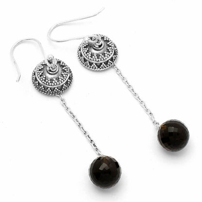 Smoky Quartz Briolette Ball - Brazil Earrings E-1025 SDE65010