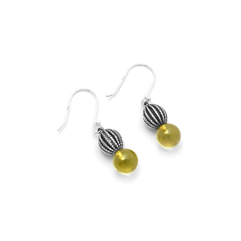 Natural Lemon Quartz Ball Earrings E-1026 SDE65020