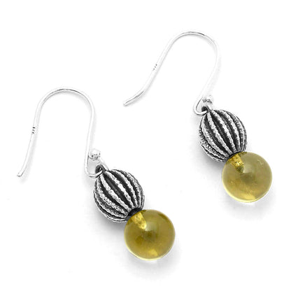 Natural Lemon Quartz Ball Earrings E-1026 SDE65021