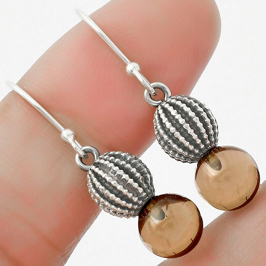 Natural Smoky Quartz Ball - Brazil Earrings E-1026 SDE65022