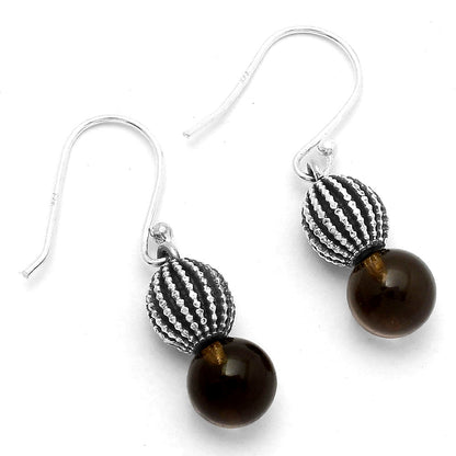 Natural Smoky Quartz Ball - Brazil Earrings E-1026 SDE65022