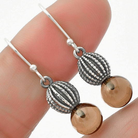 Natural Smoky Quartz Ball - Brazil Earrings E-1026 SDE65024