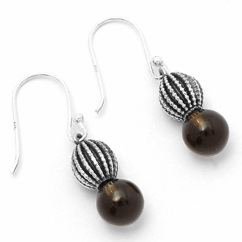 Natural Smoky Quartz Ball - Brazil Earrings E-1026 SDE65024
