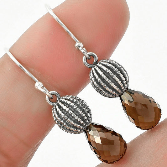 Smoky Quartz Briolette Drop - Brazil Earrings E-1026 SDE65038