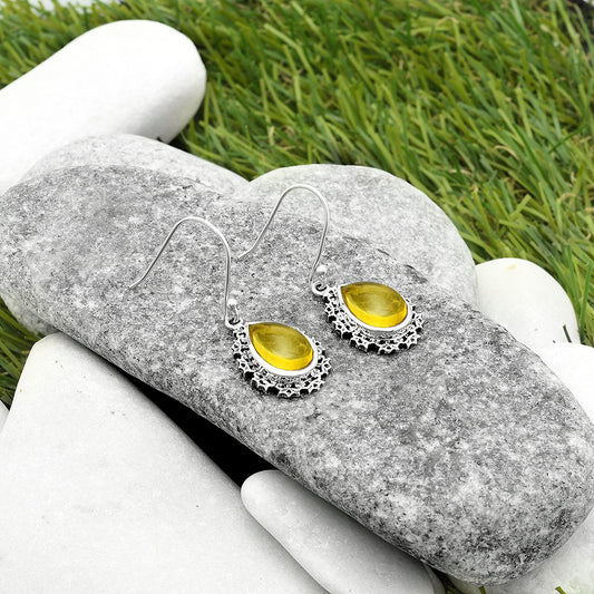 Artisan - Natural Citrine Cab Earrings E-1027 SDE65546