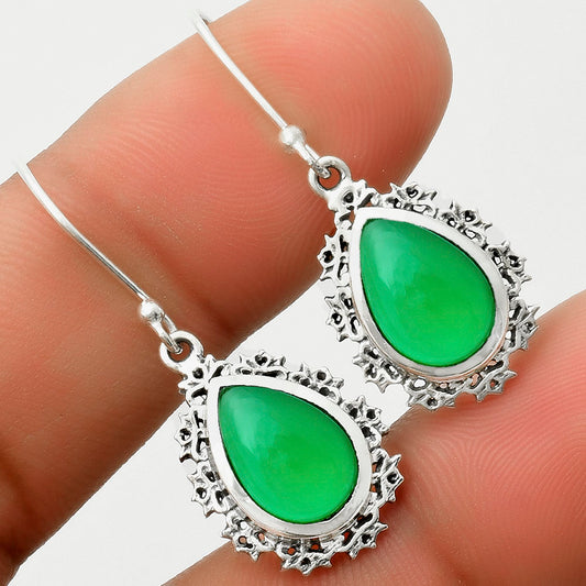 Artisan - Natural Green Onyx Cab Earrings E-1027 SDE65554