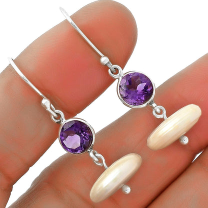Natural Fresh Water Pearl & Amethyst Earrings E-1012 SDE65579