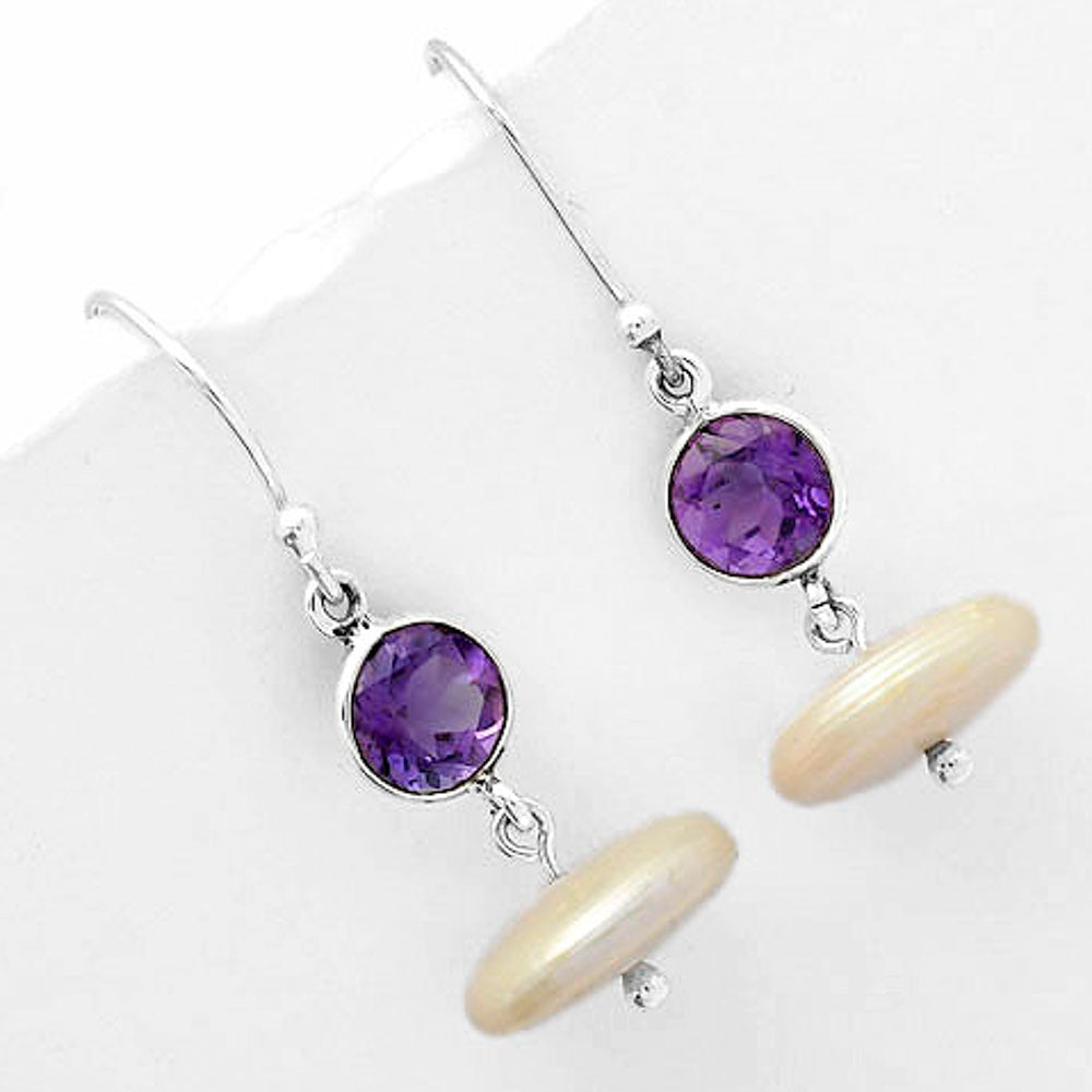Natural Fresh Water Pearl & Amethyst Earrings E-1012 SDE65579
