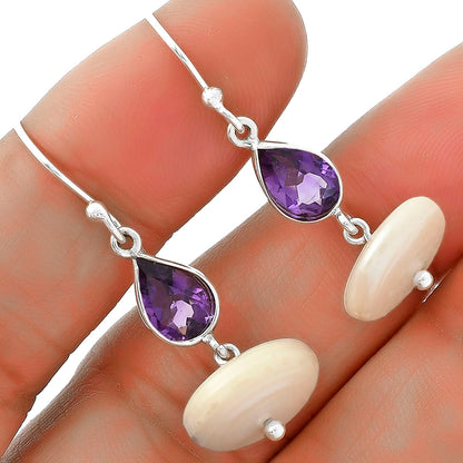 Natural Fresh Water Pearl & Amethyst Earrings E-1012 SDE65590