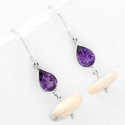 Natural Fresh Water Pearl & Amethyst Earrings E-1012 SDE65590