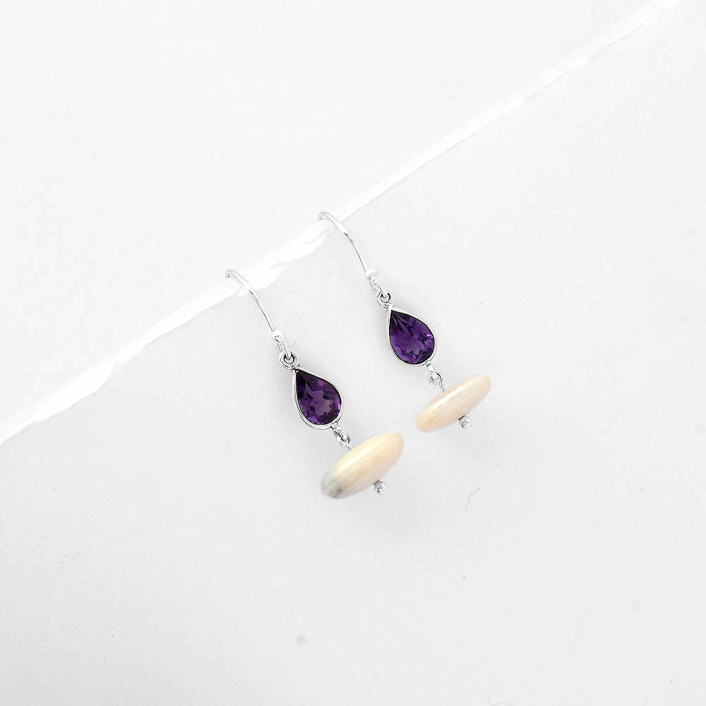 Natural Fresh Water Pearl & Amethyst Earrings E-1012 SDE65590