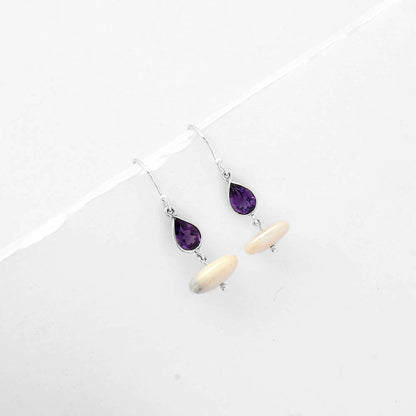 Natural Fresh Water Pearl & Amethyst Earrings E-1012 SDE65590