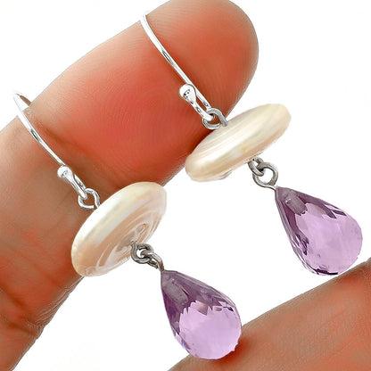 Natural Fresh Water Pearl & Amethyst Earrings E-1010 SDE65599