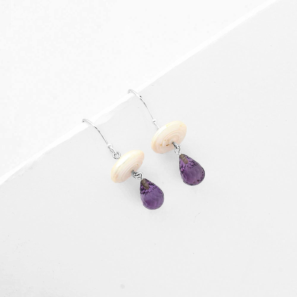 Natural Fresh Water Pearl & Amethyst Earrings E-1010 SDE65599