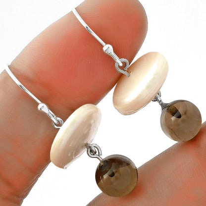 Natural Fresh Water Pearl & Smoky Quartz Earrings E-1010 SDE65603