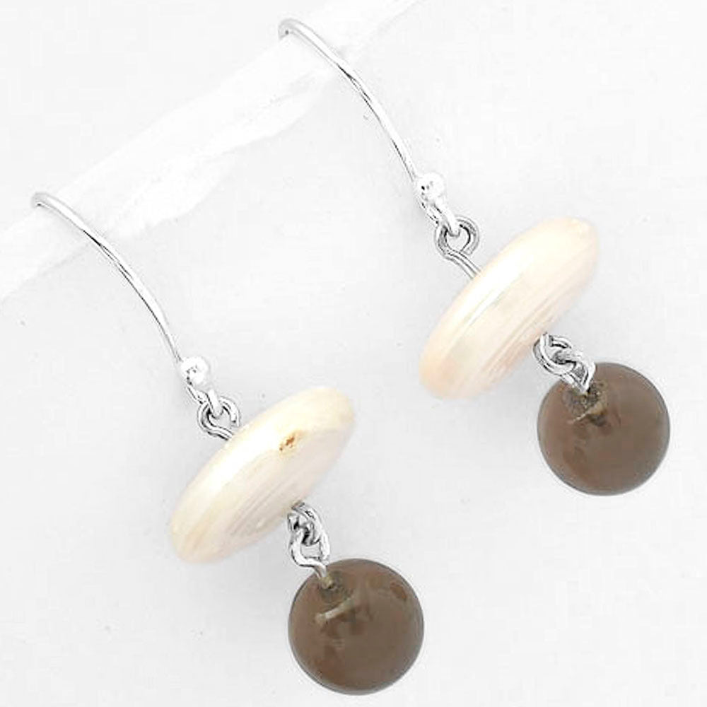 Natural Fresh Water Pearl & Smoky Quartz Earrings E-1010 SDE65603