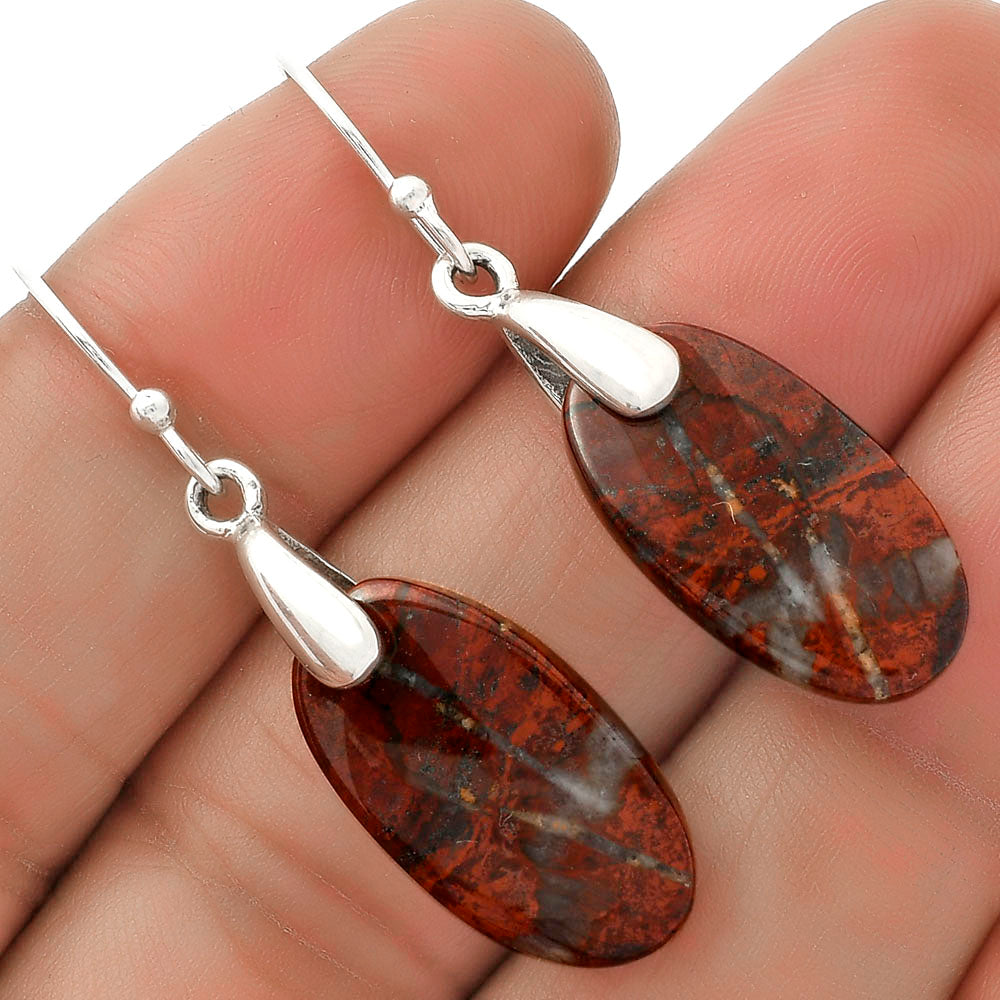 Natural Red Moss Agate Earrings E-1214 SDE66426