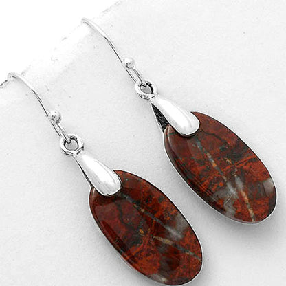 Natural Red Moss Agate Earrings E-1214 SDE66426