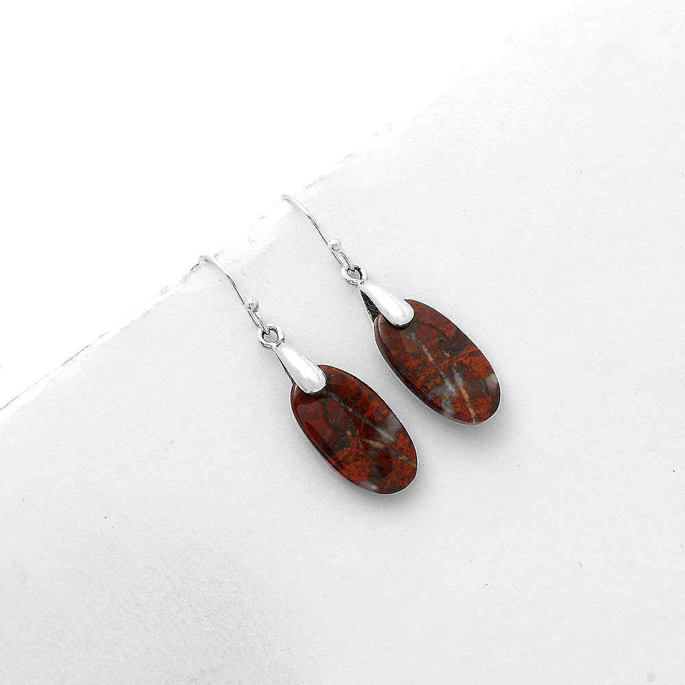 Natural Red Moss Agate Earrings E-1214 SDE66426