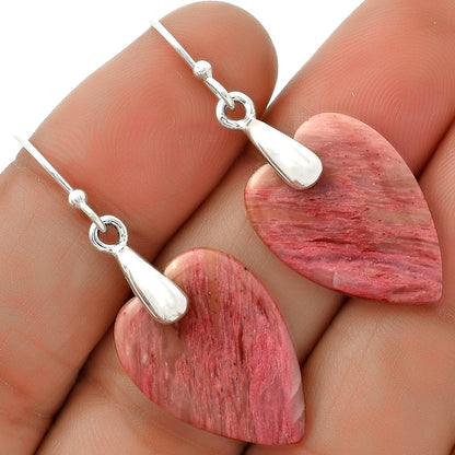 Heart Natural Pink Tulip Quartz Earrings E-1214 SDE66443