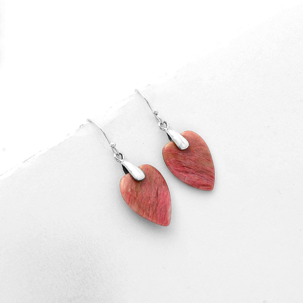 Heart Natural Pink Tulip Quartz Earrings E-1214 SDE66443