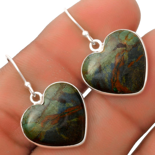 Heart Cyber Web Chrysocolla Stone Earrings E-1022 SDE66916