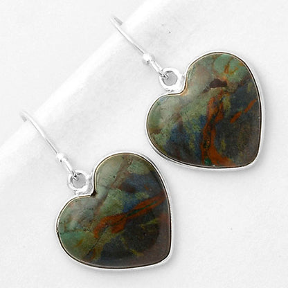 Heart Cyber Web Chrysocolla Stone Earrings E-1022 SDE66916