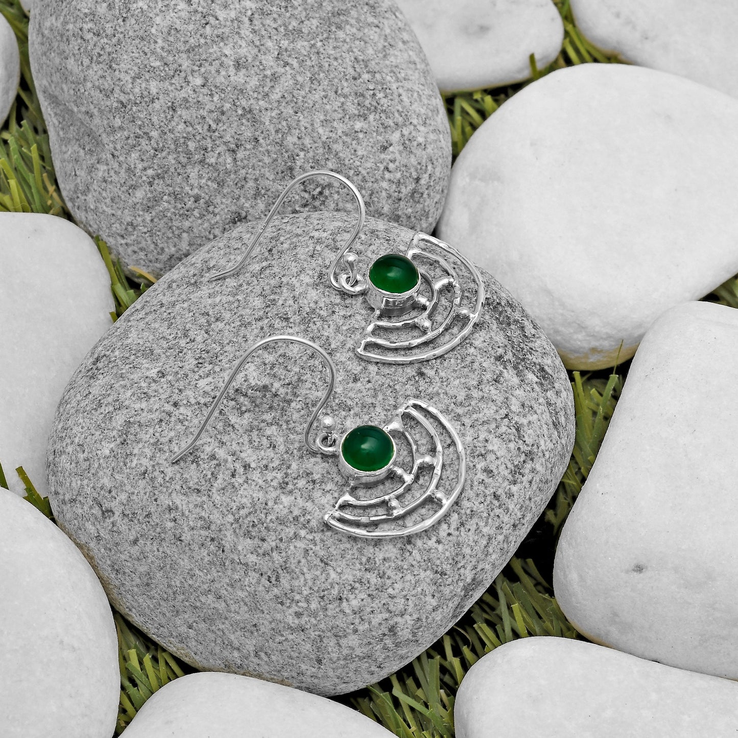 Natural Green Onyx Earrings E-1225 SDE67251