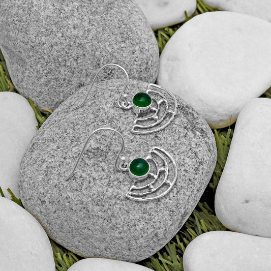 Natural Green Onyx Earrings E-1225 SDE67254