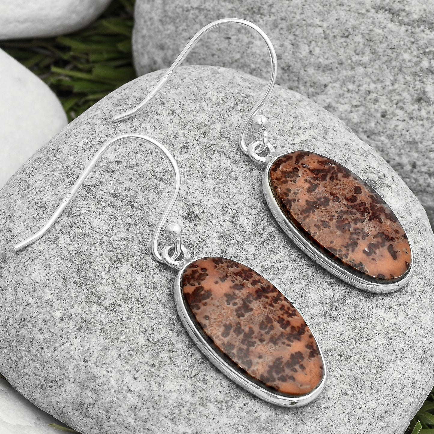 Natural Coffee Bean Jasper Earrings E-1001 SDE67350