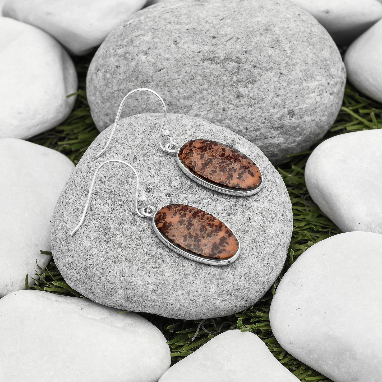 Natural Coffee Bean Jasper Earrings E-1001 SDE67350