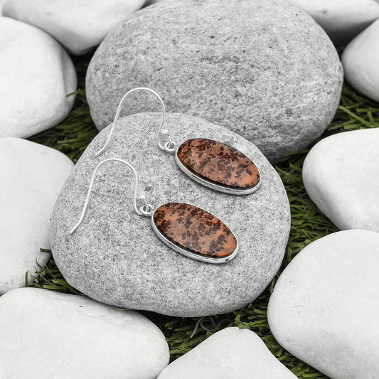 Natural Coffee Bean Jasper Earrings E-1001 SDE67350