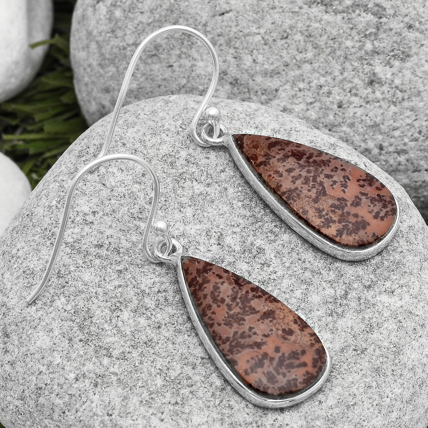 Natural Coffee Bean Jasper Earrings E-1001 SDE67366