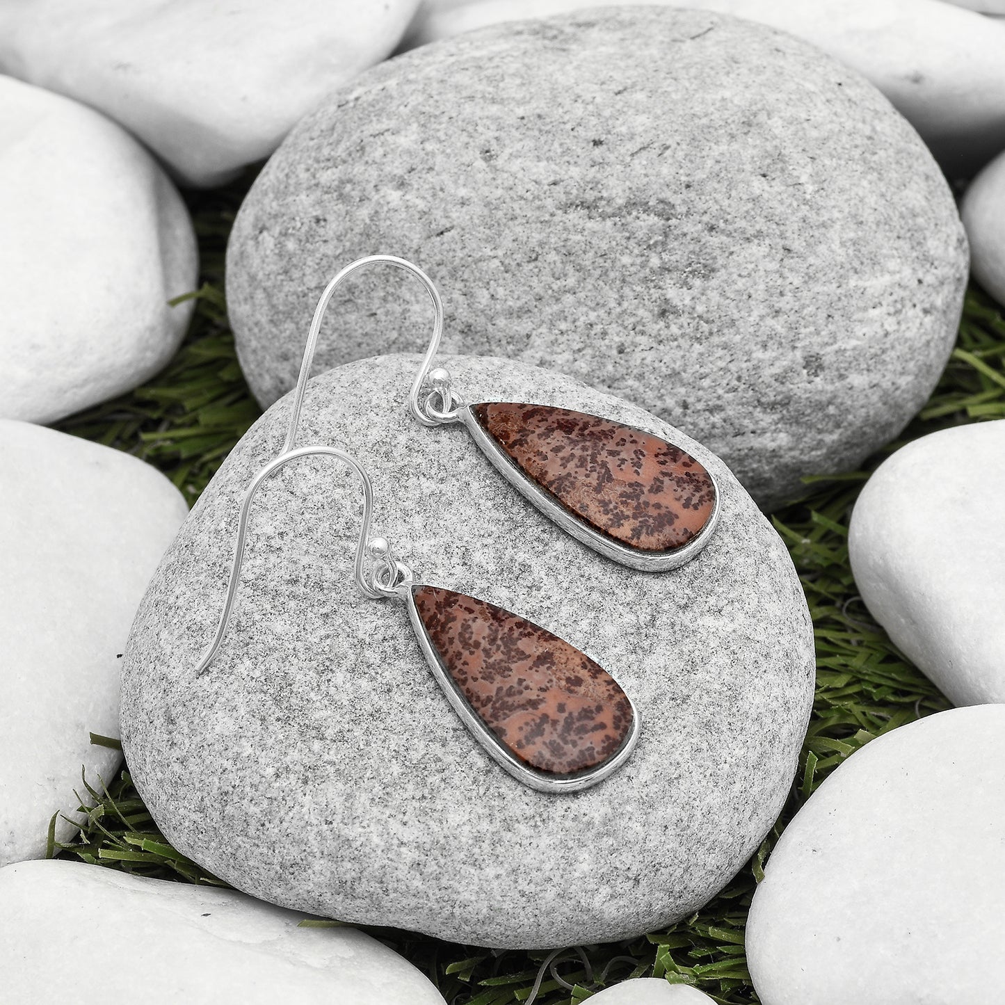 Natural Coffee Bean Jasper Earrings E-1001 SDE67366