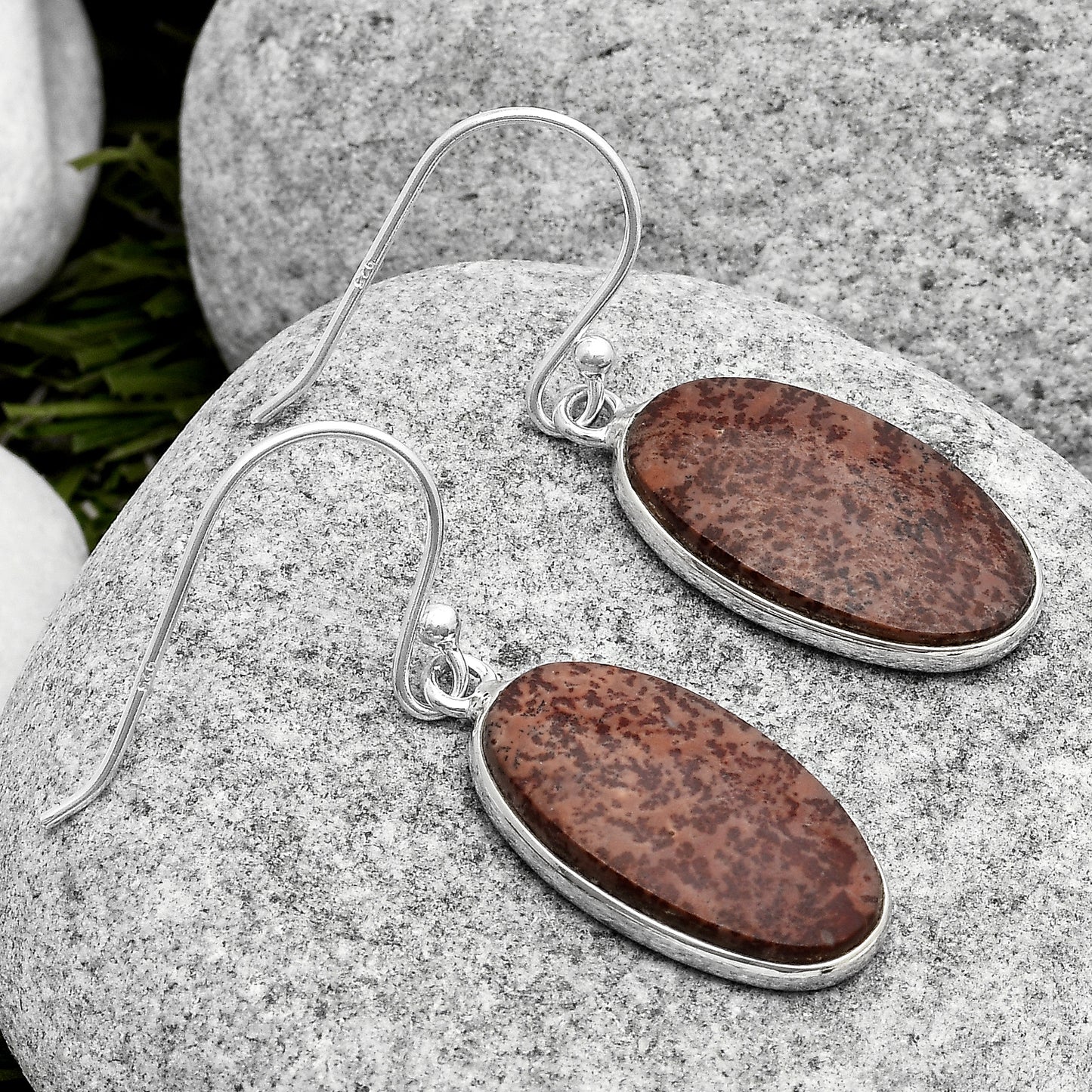Natural Coffee Bean Jasper Earrings E-1001 SDE67386