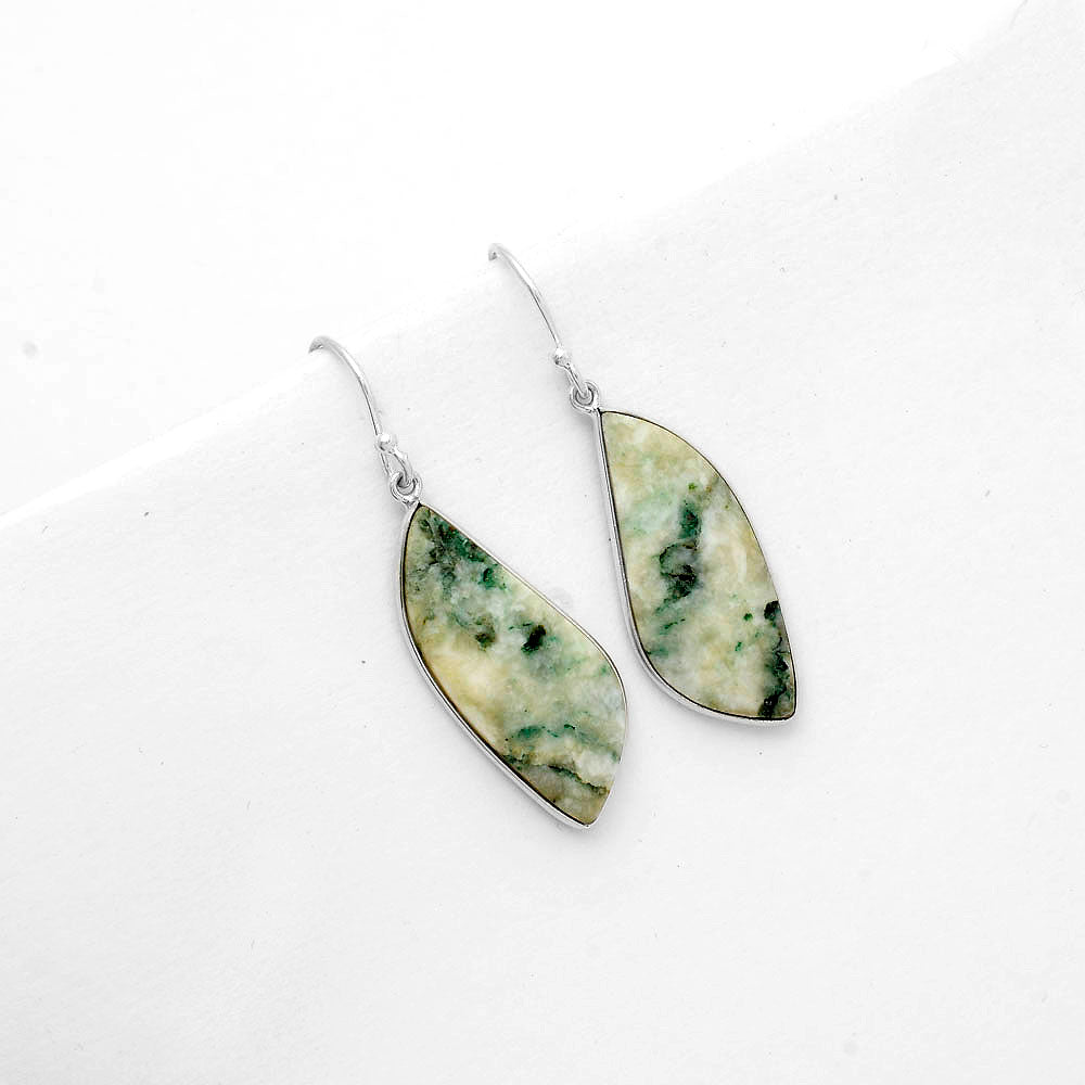 Natural Tree Weed Moss Agate - India Earrings E-1001 SDE67716