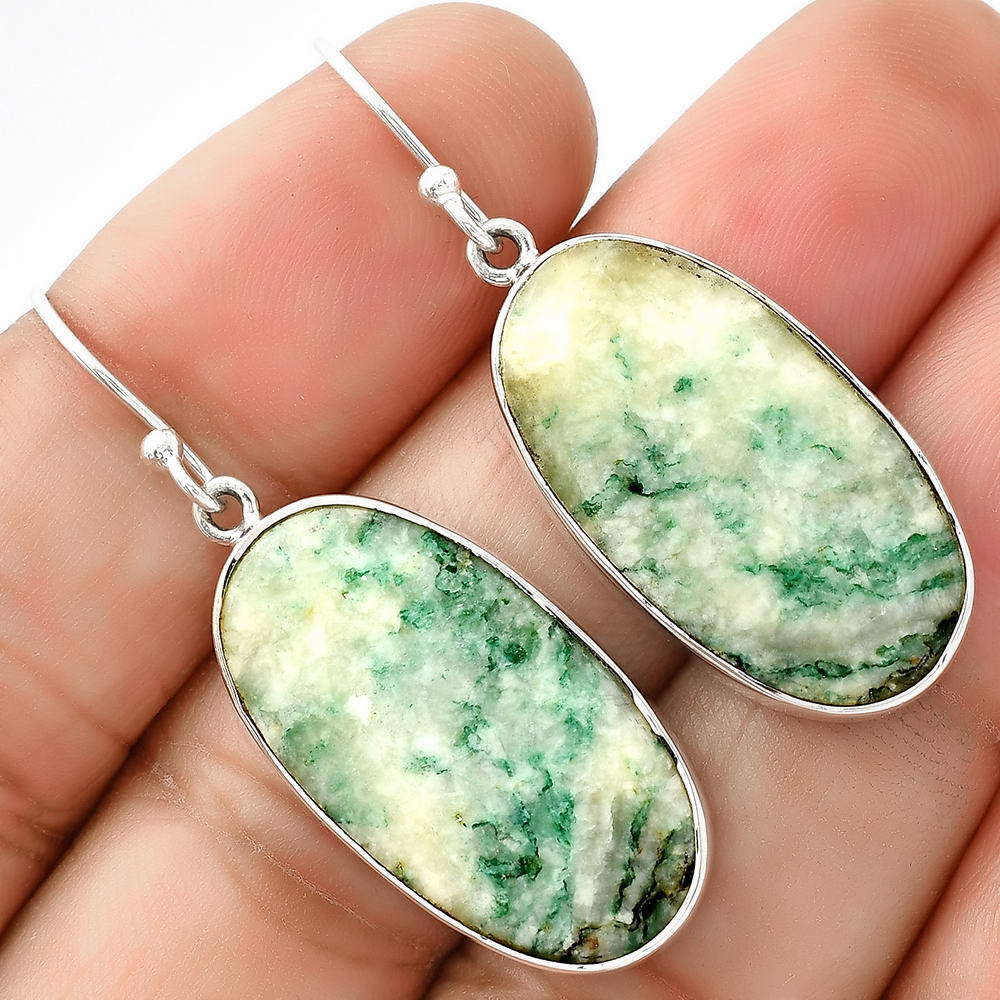 Natural Tree Weed Moss Agate - India Earrings E-1001 SDE68702