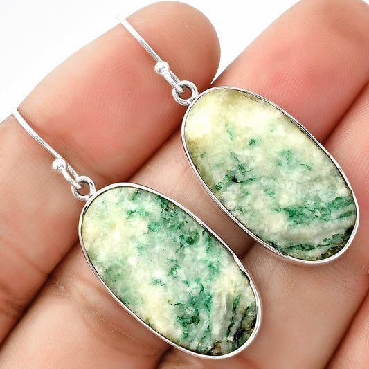 Natural Tree Weed Moss Agate - India Earrings E-1001 SDE68702