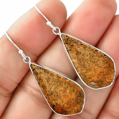 Natural Palm Root Fossil Agate Earrings E-1001 SDE68755