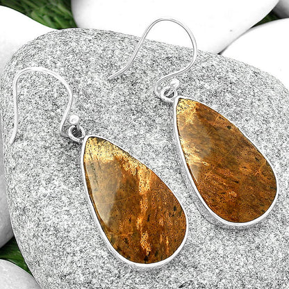 Natural Palm Root Fossil Agate Earrings E-1001 SDE68780