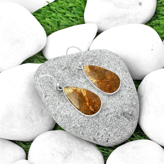 Natural Palm Root Fossil Agate Earrings E-1001 SDE68780