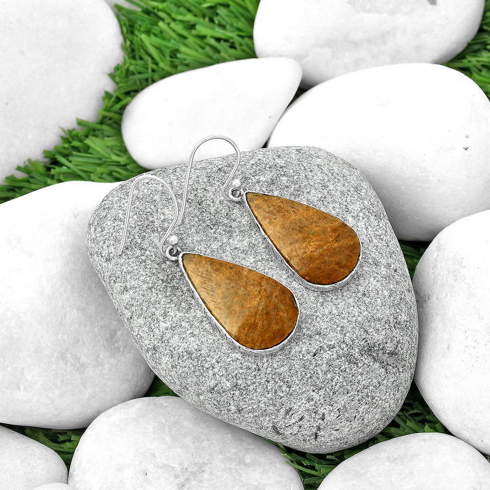 Natural Palm Root Fossil Agate Earrings E-1001 SDE68835